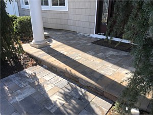 nicolock southbay south bay blend stone ridge walkway with step bullnose
